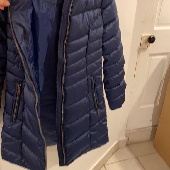 NWT INC International Concepts Faux-Fur Trim Hooded Puffer Co Royal blue S - Picture 8 of 16